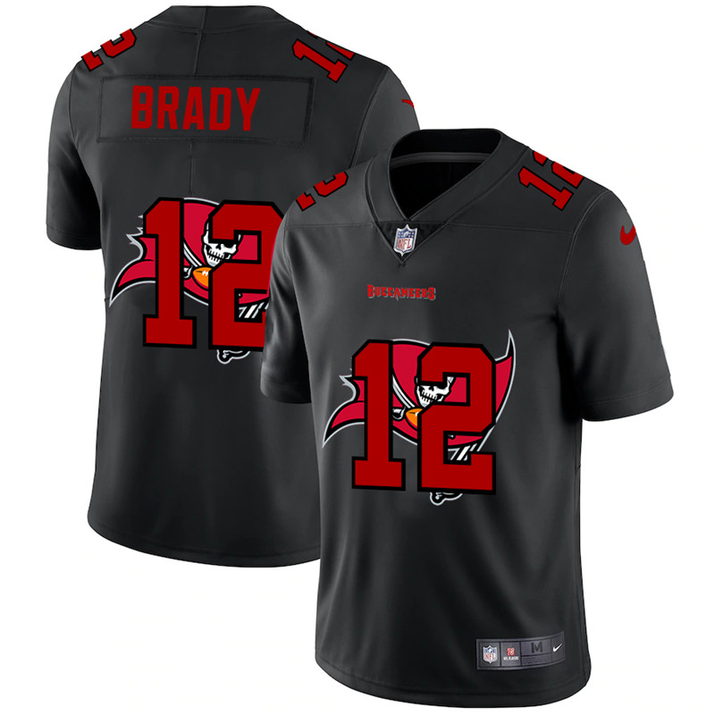 Men's Tampa Bay Buccaneers #12 Tom Brady Black NFL Shadow Logo Limited Stitched Jersey